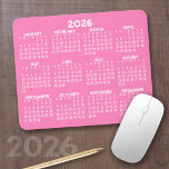 Calendar - modern pink and white simple mouse pad<br><div class="desc">A calendar printed on a mousepad combines practicality with convenience, transforming a workspace essential into a time-management tool. This innovative design features a full-year or monthly calendar layout integrated into the mousepad’s surface, allowing users to track dates without cluttering their desk with an additional calendar. Made from durable, smooth materials,...</div>