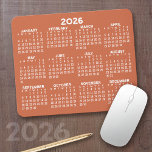 Calendar - modern terra cotta and white simple mouse pad<br><div class="desc">Terra Cotta - A calendar printed on a mousepad combines practicality with convenience, transforming a workspace essential into a time-management tool. This innovative design features a full-year or monthly calendar layout integrated into the mousepad’s surface, allowing users to track dates without cluttering their desk with an additional calendar. Made from...</div>