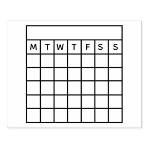 Calendar Monday Start Goal Habit Tracker Rubber Stamp