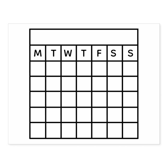 Calendar Monday Start Goal Habit Tracker Rubber Stamp (Imprint)