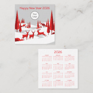 Calendar New Year 2026 Square Business Card