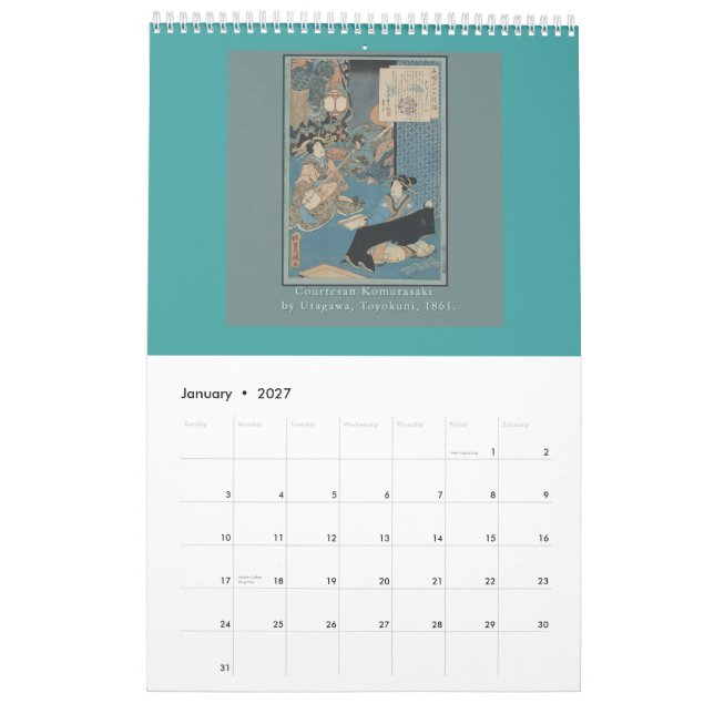 Calendar of Antique Japanese Woodblocks (Jan 2027)