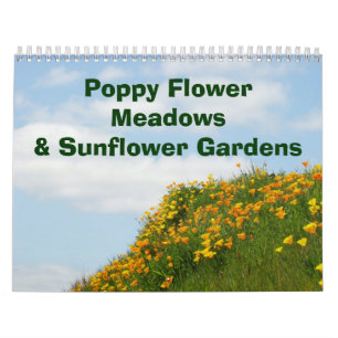 Calendar Poppy Flower Meadows Sunflower Gardens