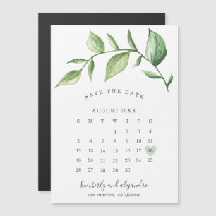Calendar Rustic Greenery Save the Date Magnetic Invitation