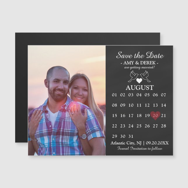 Calendar Save the Date Photo Magnet Card (Front/Back)