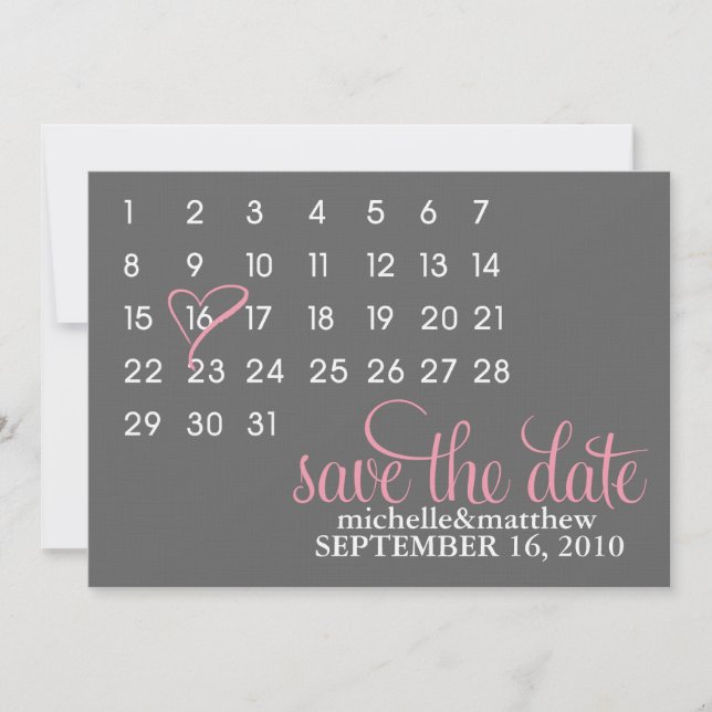 Calendar Save the Date Wedding Announcements (Front)