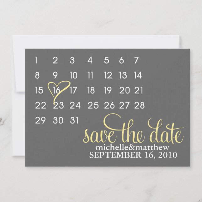 Calendar Save the Date Wedding Announcements (Front)