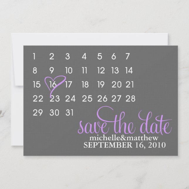 Calendar Save the Date Wedding Announcements (Front)