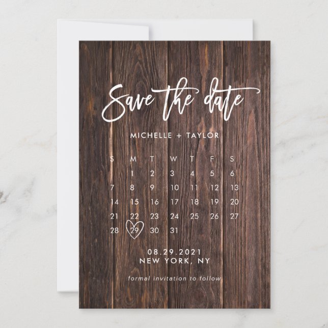 Calendar Save the Date with Photo Card (Front)