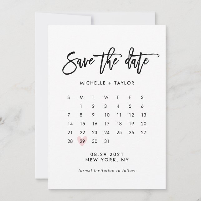 Calendar Save the Date with Photo Card (Back)