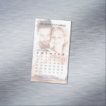 Calendar Simple Trendy Photo Six Row Magnet<br><div class="desc">Mark your calendar for this modern photo picture overlay wedding save the date. featuring a save-the-date wedding magnet, budget-friendly photo picture engagement, simple minimalist calendar heart, elegant minimal typography text font, month day year grid calendar, simplistic unique style design, refrigerator fridge magnet magnetic, engaged couple photo overlay, modern contemporary template,...</div>