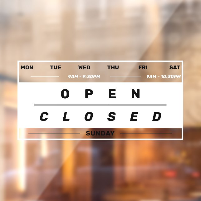 Calendar Style Business Opening Hours White (Sheet 2)