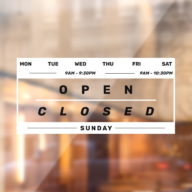 Calendar Style Business Opening Hours White (Sheet 2)