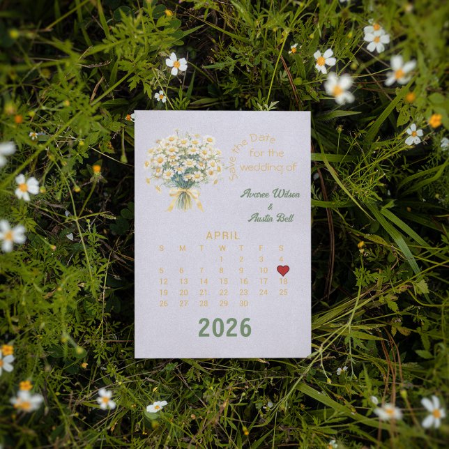 Calendar Style Wedding Save the Date April Announcement Postcard (Creator Uploaded)