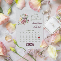 Calendar Style Wedding Save the Date January