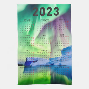 Calendar Towel - Aurora Borealis over Water 