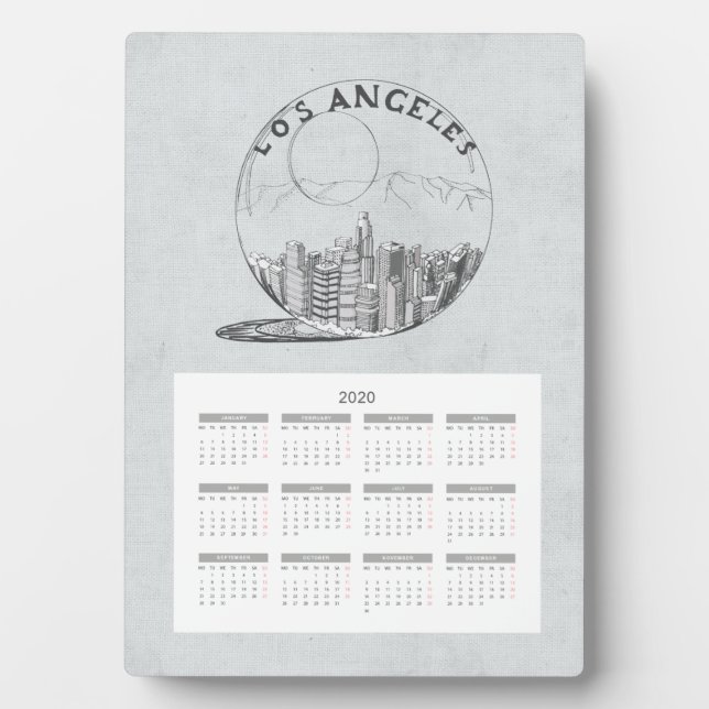 Calendar Travel City Full Year 2020 Plaque (Front)