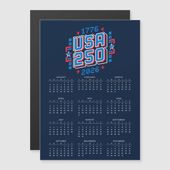 Calendar USA 250 – 1776 to 2026 Pixel Art (Front/Back)