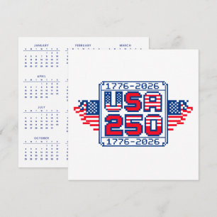 Calendar USA 250 – 1776 to 2026 Pixel Art Holiday Card