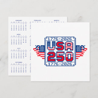 Calendar USA 250 – 1776 to 2026 Pixel Art Holiday Card