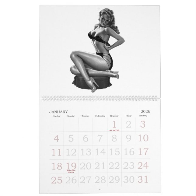 Calendar Vintage Pin-up Girls 13 Images (Jan 2026)