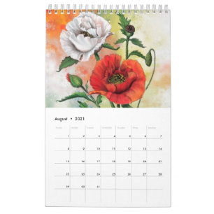 Calendar with 12 Most Beautiful Flowers