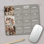 Calendar with 3 Photo Collage - taupe Mouse Pad<br><div class="desc">A 3 photo collage with a calendar. A fun item for the New Year. Add 3 square photos to this design.</div>