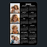 Calendar with 4 Photo Collage - black Magnet<br><div class="desc">A 4 photo collage with a calendar. A fun item for the New Year. Add 4 square photos to this design. A very useful item for school or home office. This shows a full year view of all dates. A calendar printed on a magnet combines practicality with convenience, transforming a...</div>