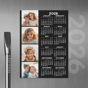 Calendar with 4 Photo Collage Magnetic Card