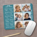 Calendar with 6 Photo Collage Mouse Pad<br><div class="desc">A 2025 calendar with a place for 6 photos. You can add a name,  monogram or other custom text. The calendar is uncluttered and easy to read. You can change the background colour if you click on the customise link and go to the advanced design area.</div>