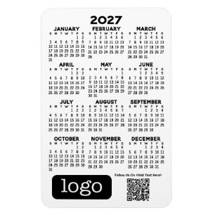 Calendar with Business Logo and QR Code Magnet