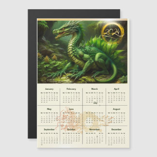 Calendar with green dragon. Calendar for 2024