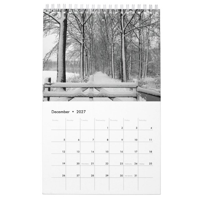 Calendar with images of nature (Dec 2027)