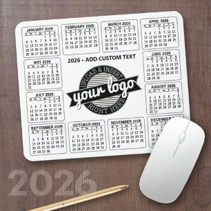 Calendar with logo and Text - Black and White Mouse Pad