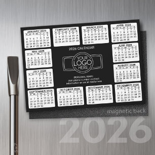 Calendar with logo Contact Info Black - Magnet