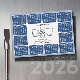 Calendar with logo Contact Information Blue Magnet