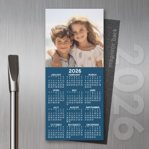 Calendar with Photo Collage blue background magnet