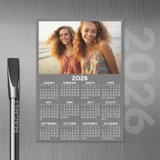 Calendar with Photo Full Year View Modern Magnet