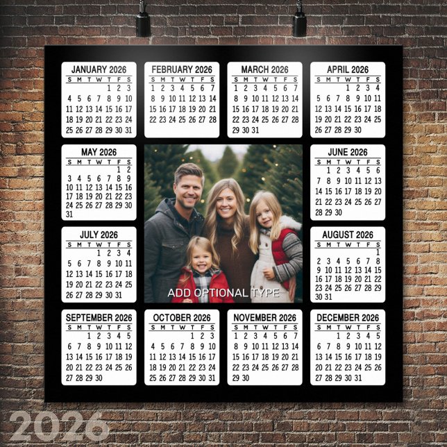 Calendar with Photo Full Year View Modern Minimal Poster (2026 Calendar Poster)