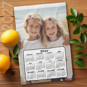 Calendar with Photo Full Year View Modern Minimal Tea Towel