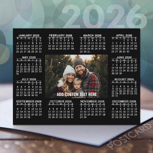 Calendar with Photo in the Center - Black White Postcard