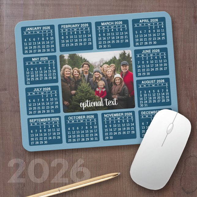 Calendar with Photo in the Centre Mouse Pad (2026 Calendar with a Photo Collage on a Mousepad)