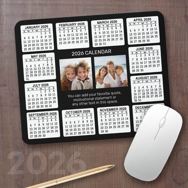 Calendar with Photo in the Centre Mouse Pad (2026 Calendar with your photos - Great Business Gift or Home Office Decor)