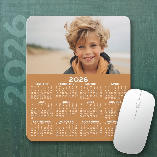 Calendar with Photo - Year View Vertical Mouse Pad (2026 Calendar Mousepad)