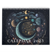 Calendar zodiac sign gold and black