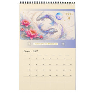 Calendario de Pared del Zodiaco Art Nouveau 2027 Calendar