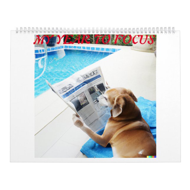 Calender with different pictures of dogs reading calendar (Cover)