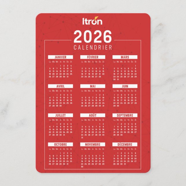 Calendrier 2026 Rouge Français Enclosure Card (Front)