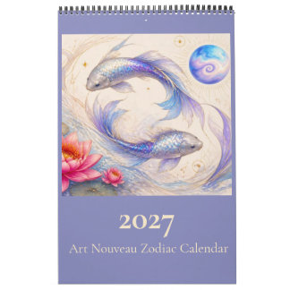 Calendrier Mural du Zodiaque Art Nouveau 2027 Calendar