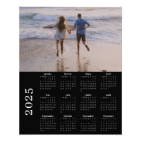 Calendrier noir classique à fond perdu 2025